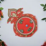 Decorative Kalash Wall Hanging with Shubh Labh (1 Pc) - Back View by Nari Haat, Indian ethnic wear, women clothing, d...