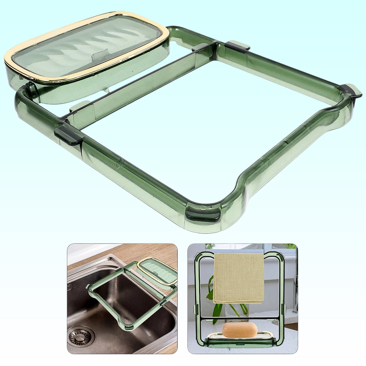 04_f1b2377a-ccf3-4194-9ff3-f812e3766f74.jpg 2-in-1 Self-Adhesive Towel Hanger & Soap Holder Stand (1 Pc) - Front View by Nari Haat, Indian ethnic wear, women clo...