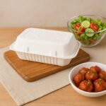 FresheeClamshell Takeaway Compostable Bagasse Food Box 9x6x3 Inch – 10 Pcs Pack - Fabric Detail by Nari Haat, India...