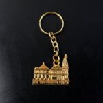 Premium Golden Metal Ram Mandir Keychain (1 Pc) - Closeup Embroidery by Nari Haat, Indian ethnic wear, women clothing...