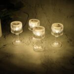 Set of 4 LED Crystal-Effect Table Lamps - Fabric Detail by Nari Haat, Indian ethnic wear, women clothing, designer suit