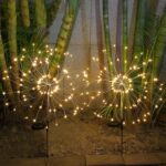 Solar Powered Warm White Starburst Firework Garden Light Set (2 Pc / 120 LED) - Full Detail by Nari Haat, Indian ethn...