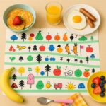 Colorful Cartoon Printed Dining Table Placemats for Kids (4 Pc / 40x30 Cm) - Closeup Embroidery by Nari Haat, Indian ...