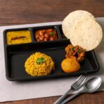 Plastic 4-Compartment Rectangular Meal Serving Tray – Sectioned Dining Plate (1 Pc) - Back View by Nari Haat, India...