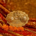 Ganesh Embossed Roli–Chawal Kumkum Chopra - (1 Pc) - Closeup Embroidery by Nari Haat, Indian ethnic wear, women clo...