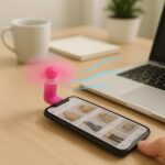 Mini Mobile Phone Cooling Fan - (1 Pc) - Closeup Embroidery by Nari Haat, Indian ethnic wear, women clothing, designe...