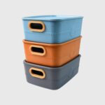 3-Piece Plastic Multipurpose Storage Basket Bin Set with Handle (3 Pcs Set) - Sleeve Design by Nari Haat, Indian ethn...