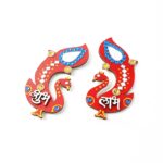 Decorative Wooden Shubh Labh Wall Hanging (2 Pc) - Sleeve Design by Nari Haat, Indian ethnic wear, women clothing, de...