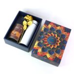 Effete Coffee Almonds Gift Hamper, Golden Rose With Bottle (3 Pc Set), Mix Color - Back View by Nari Haat, Indian eth...