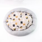 Round Soft Plush Cat Bed with Cartoon Cat Print Cushion  1 Pc - Sleeve Design by Nari Haat, Indian ethnic wear, women...