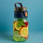 Green Leak-Proof Portable Fruit Infuser Water Bottle Approx 600ML (1 Pc) - Neckline Detail by Nari Haat, Indian ethni...