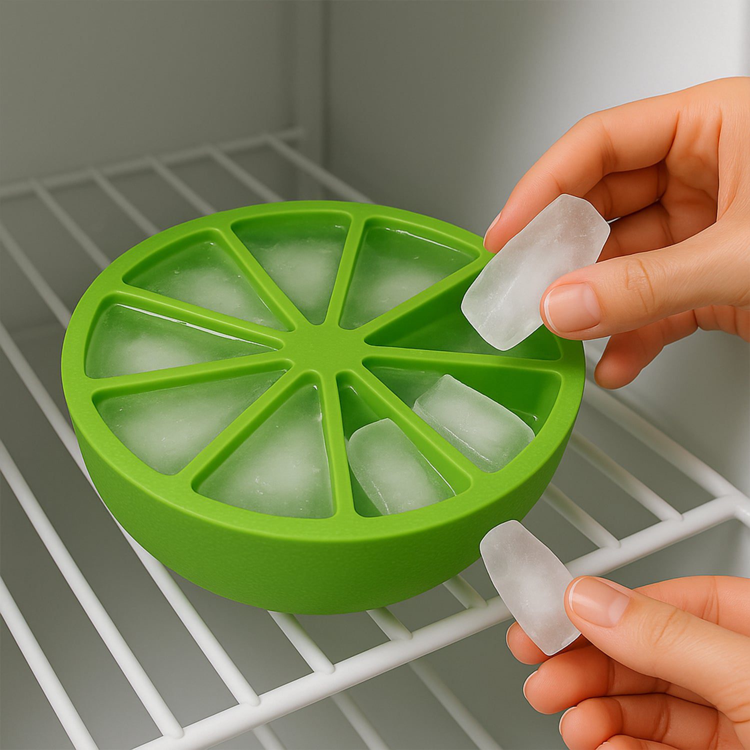 05_3c433d64-efc7-4b12-b67c-9517abd53443.jpg Lemon Shape Flexible Silicone Ice Cube Tray – 8-Slot Round Ice Mold (1 Pc) - Front View by Nari Haat, Indian ethnic...