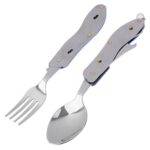 4-in-1 Stainless Steel Travel / Camping Folding Multi Swiss Cutlery Set - Front View by Nari Haat, Indian ethnic wear...