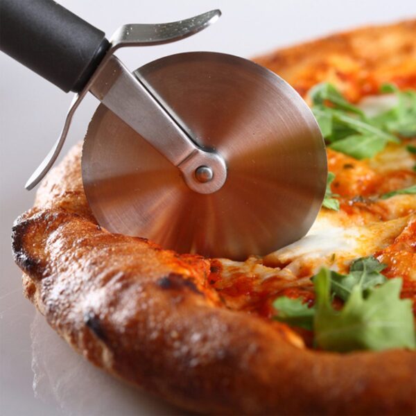 Stainless Steel Pizza Cutter, Pastry Cake Slicer, Sharp, Wheel Type - Front View by Nari Haat, Indian ethnic wear, wo...