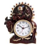 Analog Latest Stylish New Models Wall Clock with God Radha Kishan Frame - Closeup Embroidery by Nari Haat, Indian eth...