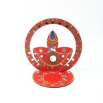 Handcrafted Wooden Decorative Diya Stand (1 Pc) - Sleeve Design by Nari Haat, Indian ethnic wear, women clothing, des...