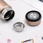 Stainless Steel Vacuum Bottle with Cup Lid Thermos for Hot Cold Drinks Travel Use 1 Pc - Closeup Embroidery by Nari H...