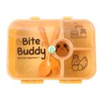 Bite Buddy 4-Compartment Leak-Resistant Plastic Lunch Box with Spoon & Fork - Sleeve Design by Nari Haat, Indian ethn...
