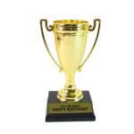 Golden Birthday Trophy – “You Are Great Happy Birthday” Plastic Award with Base - Sleeve Design by Nari Haat, I...