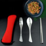 Picnic Dinner Spoon Fork Chopsticks Cutlery Set High Quality Tableware 4 Pc 1 Set - Front View by Nari Haat, Indian e...