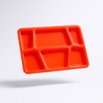 Plastic Multi-Compartment Rectangular Meal Serving Tray / Plate (1 Pc / Red) - Sleeve Design by Nari Haat, Indian eth...