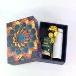 Effete Kulfi Almonds Gift Hamper, Golden Rose With Bottle (3 Pc Set), Mix Color - Back View by Nari Haat, Indian ethn...