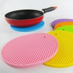 Silicon Hot Pot Mat Set - 4-Piece Heat-Resistant Trivets for Protecting Surfaces - Neckline Detail by Nari Haat, Indi...