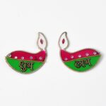 Shubh Labh Diya Shaped Wall Hangings (2 Pc) - Sleeve Design by Nari Haat, Indian ethnic wear, women clothing, designe...