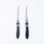 Premium Curved Serrated Stainless Steel Kitchen Knife Set (Mix Color & 2 Pc) - Sleeve Design by Nari Haat, Indian eth...