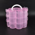 3-Layer Transparent Plastic Flower-Shaped Storage Box with 9 Grids - Full Detail by Nari Haat, Indian ethnic wear, wo...