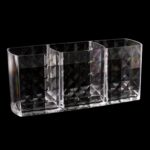Elegant Crystal-Effect 3-Compartment Acrylic Makeup Brush Holder (1 Pc) - Sleeve Design by Nari Haat, Indian ethnic w...