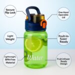 Green Leak-Proof Portable Fruit Infuser Water Bottle Approx 600ML (1 Pc) - Fabric Detail by Nari Haat, Indian ethnic ...