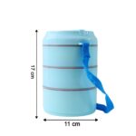 3 Layer Insulated Lunch Box Set with Handle & Strap - (Set) - Back View by Nari Haat, Indian ethnic wear, women cloth...