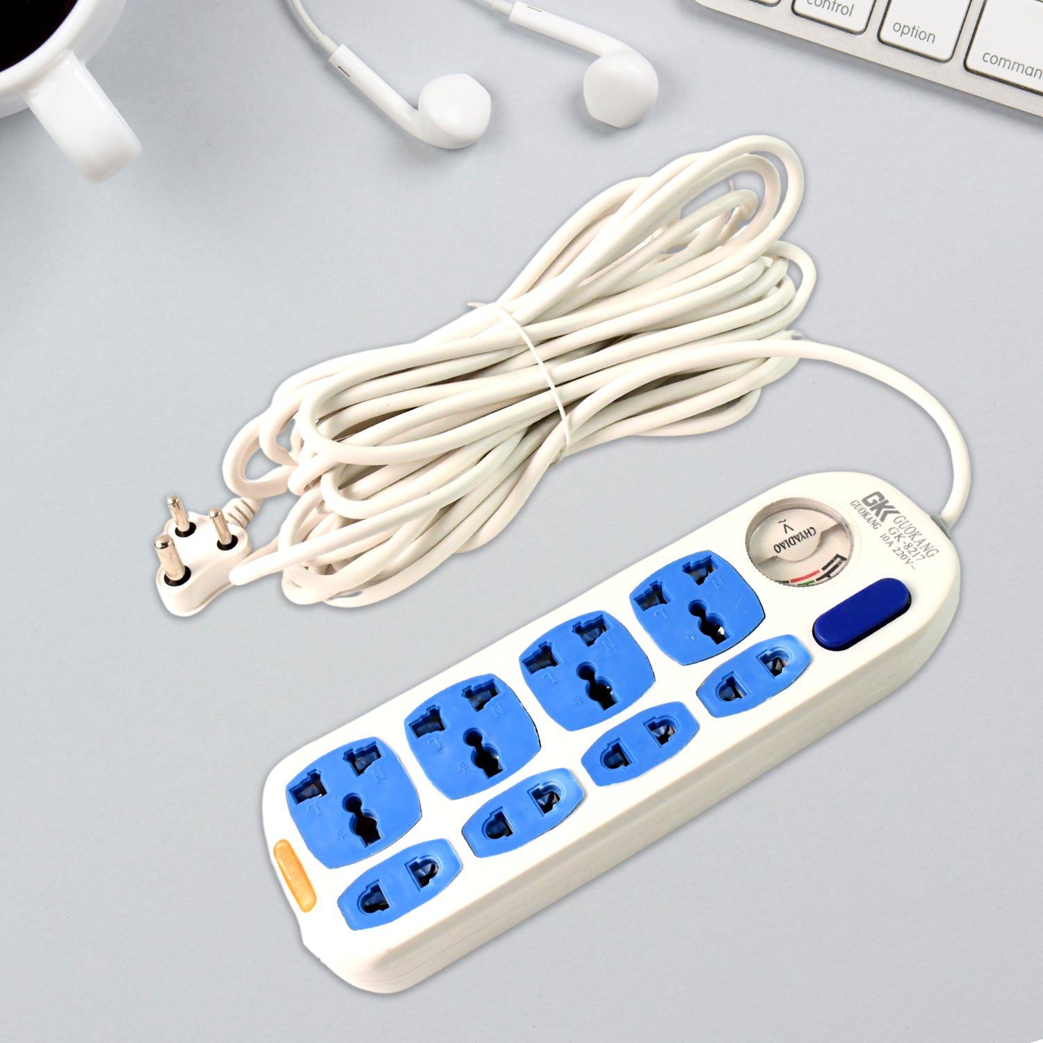 06_5243f47a-1ac5-4986-a00b-0ba75a6efc04.jpg 8 socket Heavy Duty Power Extension Board (10 mtr. / 1 Pc) - Front View by Nari Haat, Indian ethnic wear, women cloth...