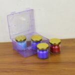 Wax Candle Set in Glass Jars with Gold Lids (4 Pc) - Fabric Detail by Nari Haat, Indian ethnic wear, women clothing, ...