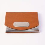 Leather & Stainless-Steel Business Card Holder (1 Pc) - Sleeve Design by Nari Haat, Indian ethnic wear, women clothin...