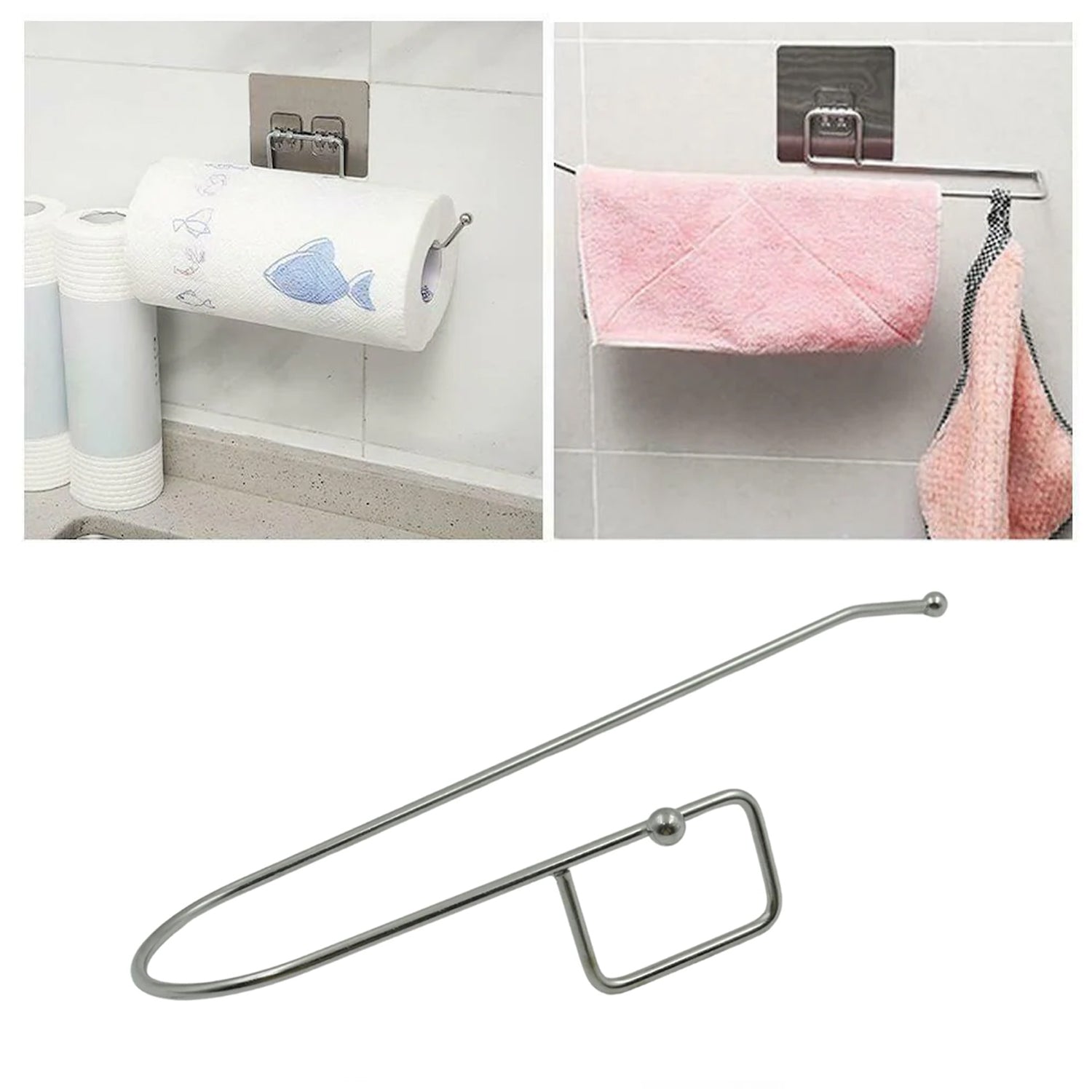 06_93f26055-2b32-4f2e-bb30-489e0df9f68d.jpg Stainless Steel Adhesive Paper Roll Holder Tissue (1 pc) - Front View by Nari Haat, Indian ethnic wear, women clothin...