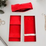 Premium Stainless Steel Velvet Lined Jewellery Storage Box with Lock and Red Interior - Back View by Nari Haat, India...