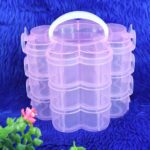 3-Layer Transparent Plastic Flower-Shaped Storage Box with 9 Grids - Back View by Nari Haat, Indian ethnic wear, wome...
