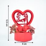 Romantic Heart-Shaped Love Couple Decorative Showpiece with Rose Base (1 Pc) - Neckline Detail by Nari Haat, Indian e...
