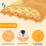 Yellow Silicone Bath Massage Cushion – Suction Cup Exfoliating Foot Scrubber & Mat - Closeup Embroidery by Nari Haa...
