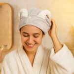 Cute Animal Ear Hooded Hair Drying Towel Wrap (1 Pc) - Fabric Detail by Nari Haat, Indian ethnic wear, women clothing...