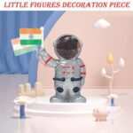 Solar Power Astronaut Ornament Moving Hand with Indian Flag (1 Pc) - Fabric Detail by Nari Haat, Indian ethnic wear, ...