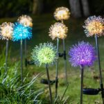 Solar Powered Dandelion Garden Lights (2 Pc) - Full Detail by Nari Haat, Indian ethnic wear, women clothing, designer...