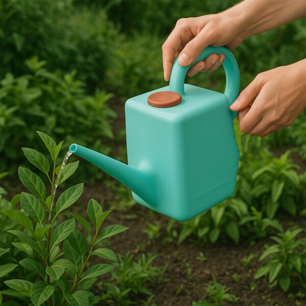 2 Litre Heavy-Duty Plastic Gardening Watering Can with Long Spout & Ergonomic Handle - Front View by Nari Haat, India...