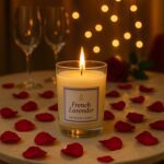 In'lief French Lavender Soy Blend Scented Candle in Glass Jar (50GM / 1 Pc) - Closeup Embroidery by Nari Haat, Indian...