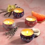 Premium Decorative Mandala Printed Metal Candle Container (4 Pc) - Fabric Detail by Nari Haat, Indian ethnic wear, wo...