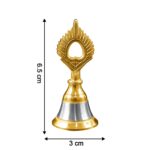 Brass and Steel Temple Ghanti (Pooja Bell) – Decorative Spiritual Accessory - Fabric Detail by Nari Haat, Indian et...