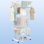 3-Tier Foldable Stainless Steel Cloth Drying Stand with Wheels - Full Detail by Nari Haat, Indian ethnic wear, women ...