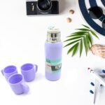 Vacuum Flask Set – Stainless Steel Thermos with 3 Cups, Approx 500ml - Full Detail by Nari Haat, Indian ethnic wear...